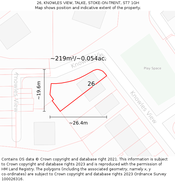 26, KNOWLES VIEW, TALKE, STOKE-ON-TRENT, ST7 1GH: Plot and title map