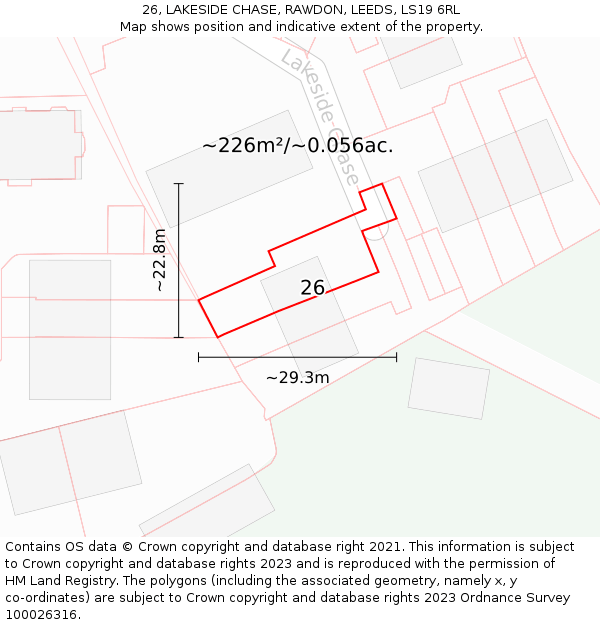 26, LAKESIDE CHASE, RAWDON, LEEDS, LS19 6RL: Plot and title map