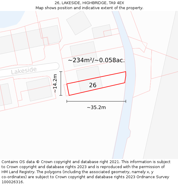 26, LAKESIDE, HIGHBRIDGE, TA9 4EX: Plot and title map