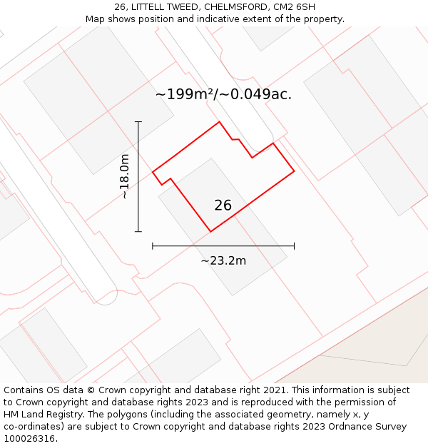 26, LITTELL TWEED, CHELMSFORD, CM2 6SH: Plot and title map