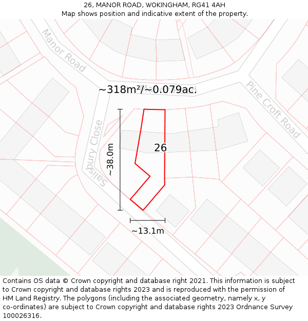 26, MANOR ROAD, WOKINGHAM, RG41 4AH: Plot and title map