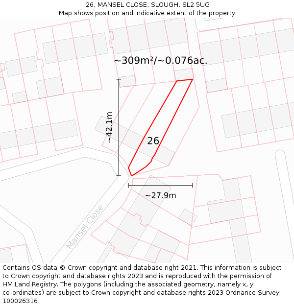 26, MANSEL CLOSE, SLOUGH, SL2 5UG: Plot and title map