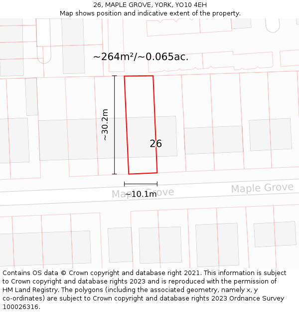 26, MAPLE GROVE, YORK, YO10 4EH: Plot and title map