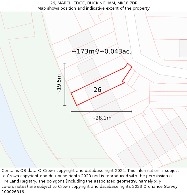 26, MARCH EDGE, BUCKINGHAM, MK18 7BP: Plot and title map