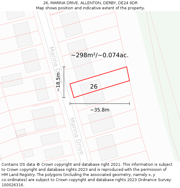 26, MARINA DRIVE, ALLENTON, DERBY, DE24 9DR: Plot and title map