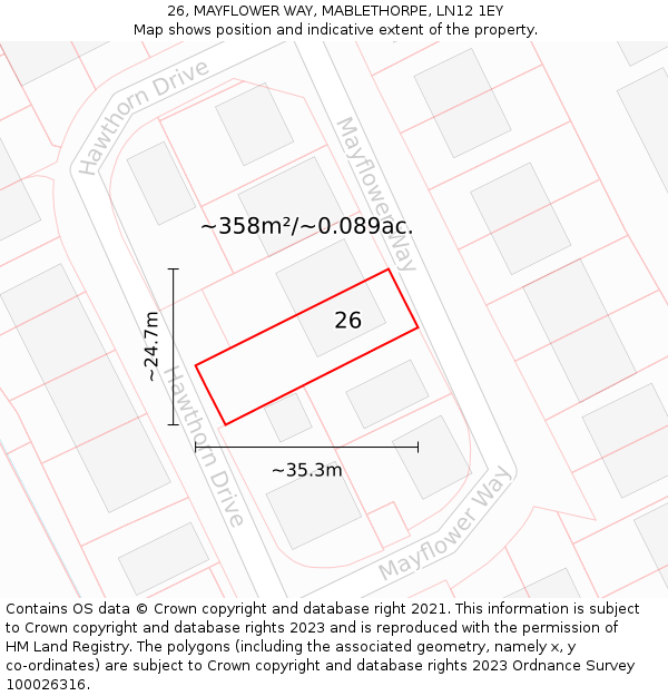 26, MAYFLOWER WAY, MABLETHORPE, LN12 1EY: Plot and title map