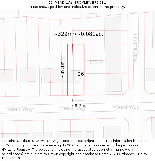 26, MEAD WAY, BROMLEY, BR2 9EW: Plot and title map