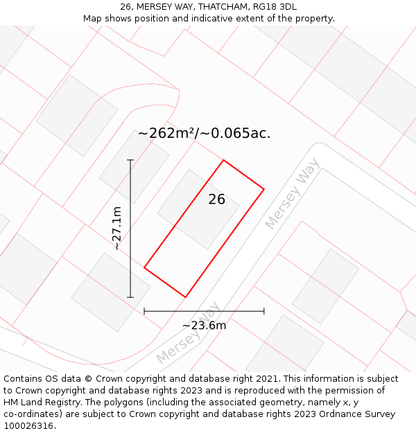 26, MERSEY WAY, THATCHAM, RG18 3DL: Plot and title map