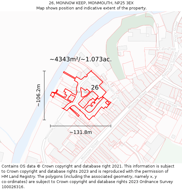26, MONNOW KEEP, MONMOUTH, NP25 3EX: Plot and title map