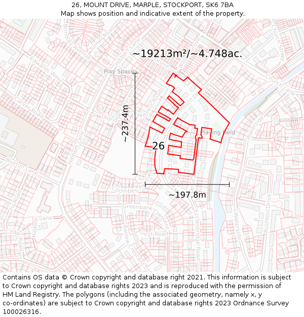 26, MOUNT DRIVE, MARPLE, STOCKPORT, SK6 7BA: Plot and title map