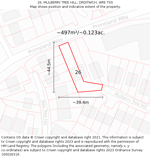 26, MULBERRY TREE HILL, DROITWICH, WR9 7SS: Plot and title map