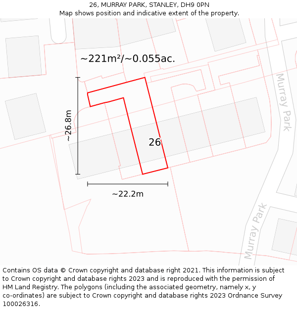26, MURRAY PARK, STANLEY, DH9 0PN: Plot and title map