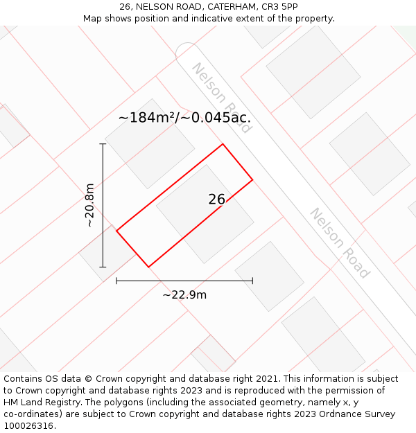 26, NELSON ROAD, CATERHAM, CR3 5PP: Plot and title map