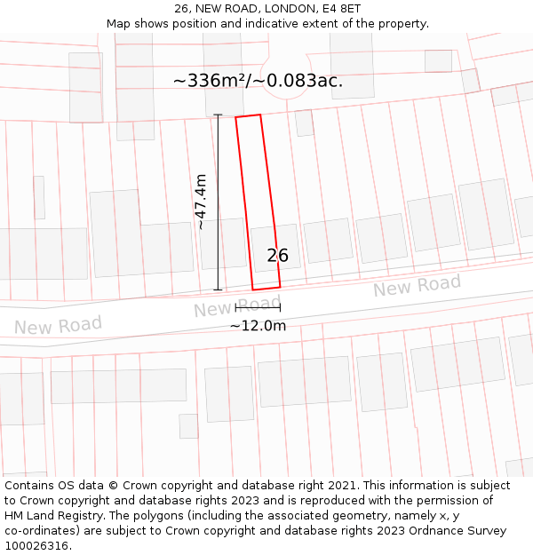 26, NEW ROAD, LONDON, E4 8ET: Plot and title map