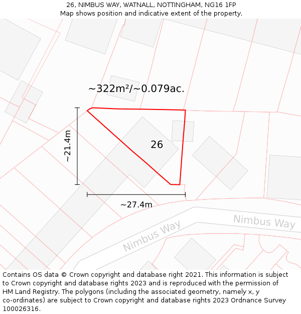 26, NIMBUS WAY, WATNALL, NOTTINGHAM, NG16 1FP: Plot and title map