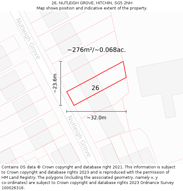 26, NUTLEIGH GROVE, HITCHIN, SG5 2NH: Plot and title map