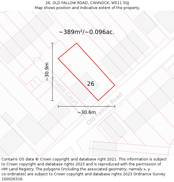 26, OLD FALLOW ROAD, CANNOCK, WS11 5QJ: Plot and title map