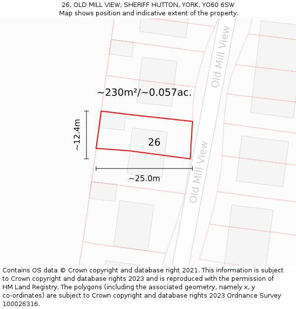 26, OLD MILL VIEW, SHERIFF HUTTON, YORK, YO60 6SW: Plot and title map
