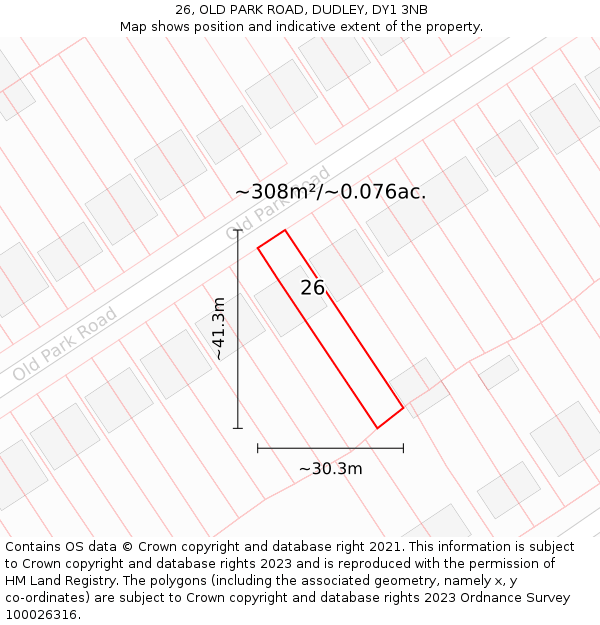 26, OLD PARK ROAD, DUDLEY, DY1 3NB: Plot and title map