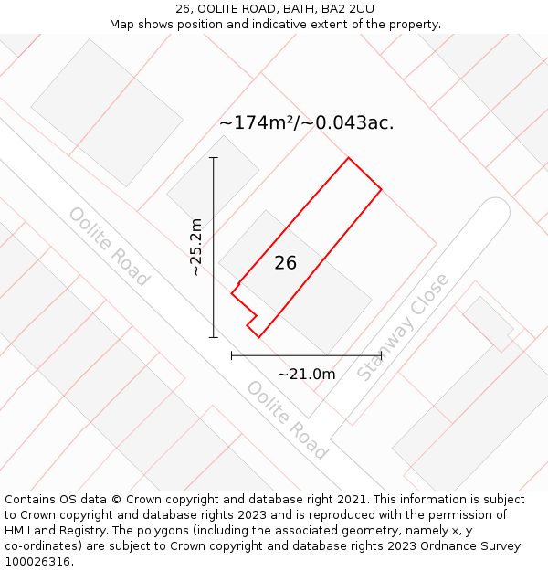 26, OOLITE ROAD, BATH, BA2 2UU: Plot and title map