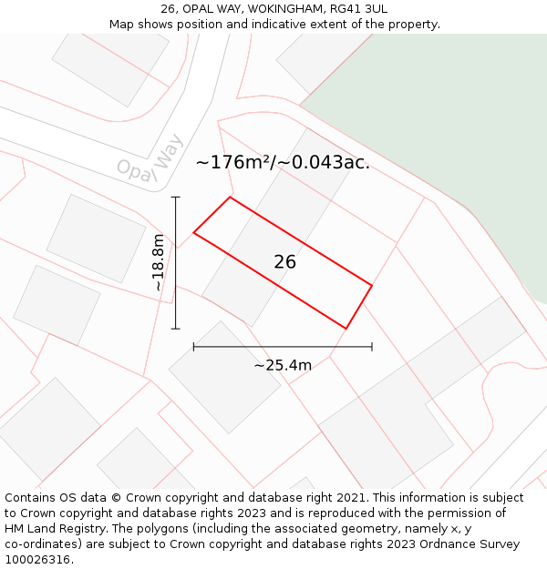 26, OPAL WAY, WOKINGHAM, RG41 3UL: Plot and title map