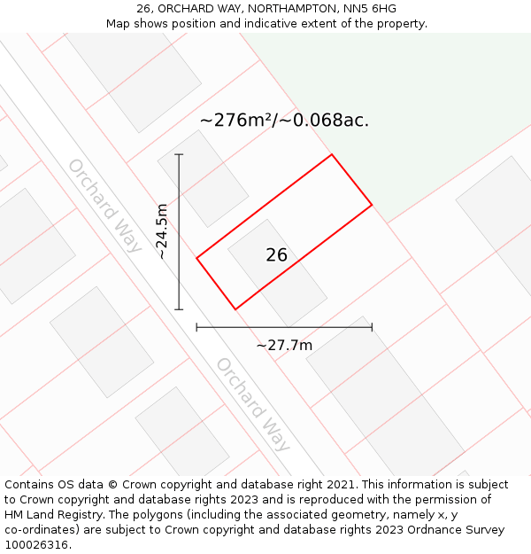 26, ORCHARD WAY, NORTHAMPTON, NN5 6HG: Plot and title map