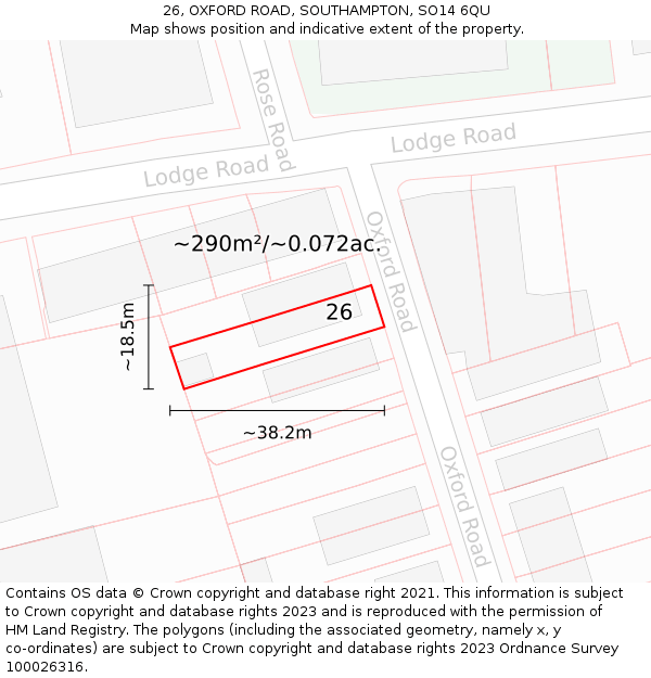 26, OXFORD ROAD, SOUTHAMPTON, SO14 6QU: Plot and title map