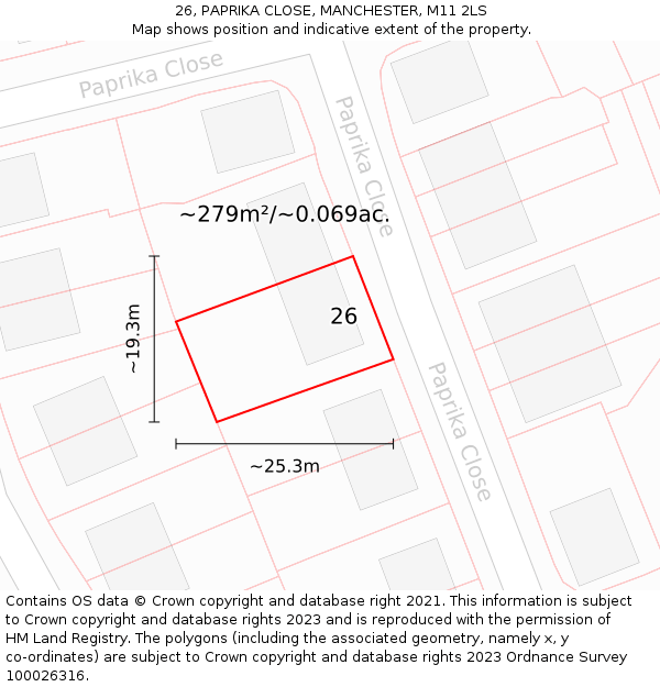 26, PAPRIKA CLOSE, MANCHESTER, M11 2LS: Plot and title map
