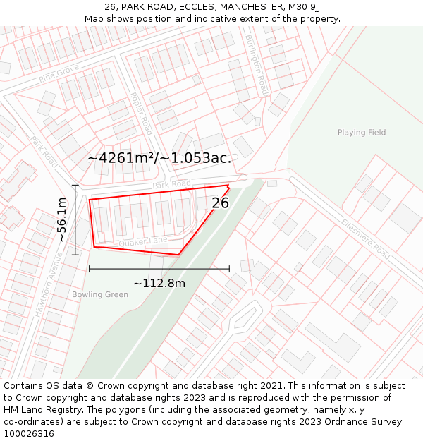 26, PARK ROAD, ECCLES, MANCHESTER, M30 9JJ: Plot and title map