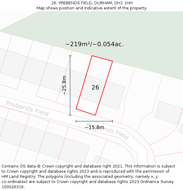 26, PREBENDS FIELD, DURHAM, DH1 1HH: Plot and title map