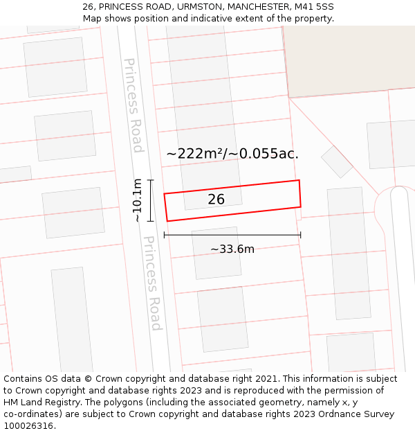 26, PRINCESS ROAD, URMSTON, MANCHESTER, M41 5SS: Plot and title map