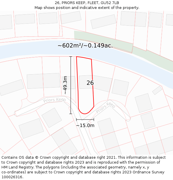 26, PRIORS KEEP, FLEET, GU52 7LB: Plot and title map