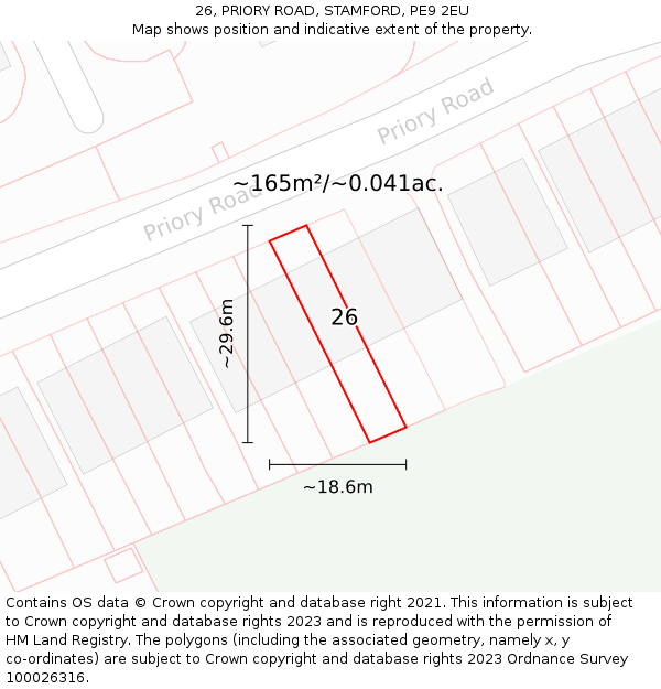 26, PRIORY ROAD, STAMFORD, PE9 2EU: Plot and title map