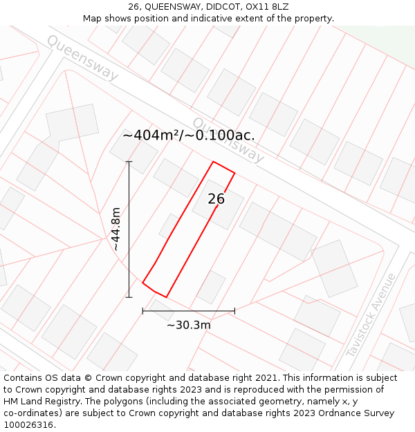 26, QUEENSWAY, DIDCOT, OX11 8LZ: Plot and title map