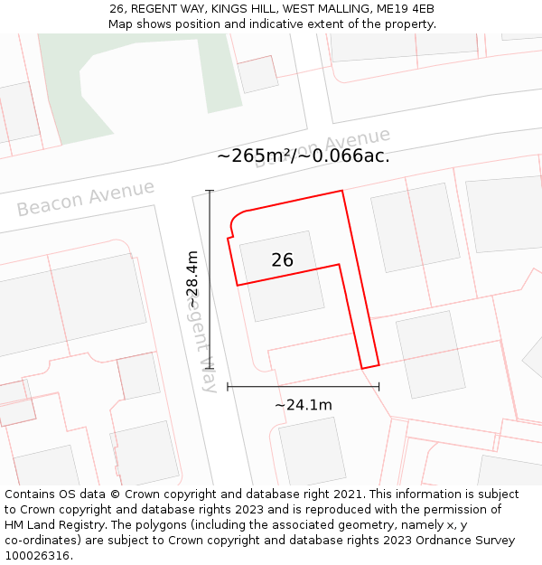 26, REGENT WAY, KINGS HILL, WEST MALLING, ME19 4EB: Plot and title map