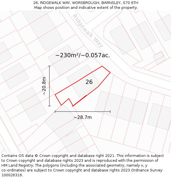 26, RIDGEWALK WAY, WORSBROUGH, BARNSLEY, S70 6TH: Plot and title map