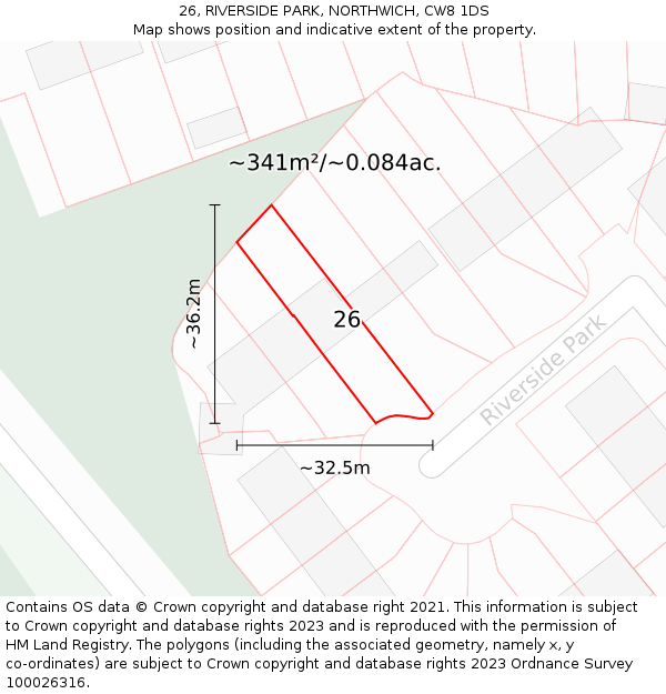 26, RIVERSIDE PARK, NORTHWICH, CW8 1DS: Plot and title map