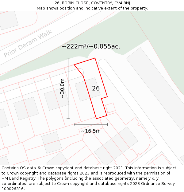 26, ROBIN CLOSE, COVENTRY, CV4 8NJ: Plot and title map
