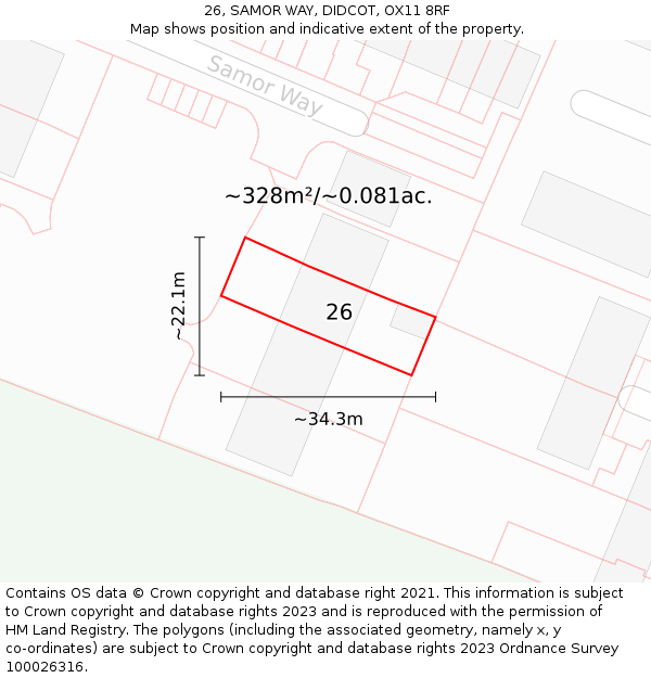 26, SAMOR WAY, DIDCOT, OX11 8RF: Plot and title map