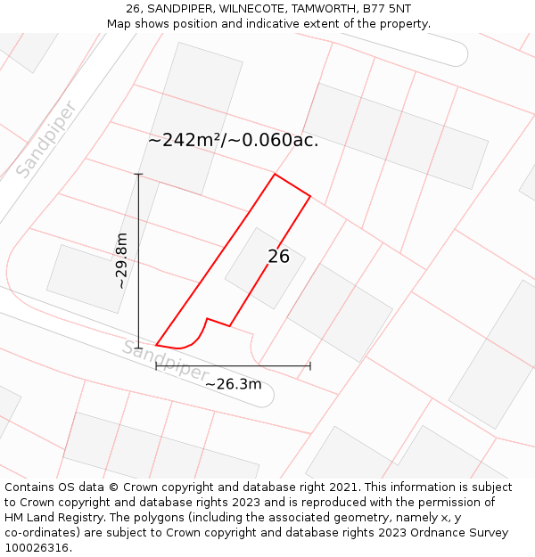 26, SANDPIPER, WILNECOTE, TAMWORTH, B77 5NT: Plot and title map