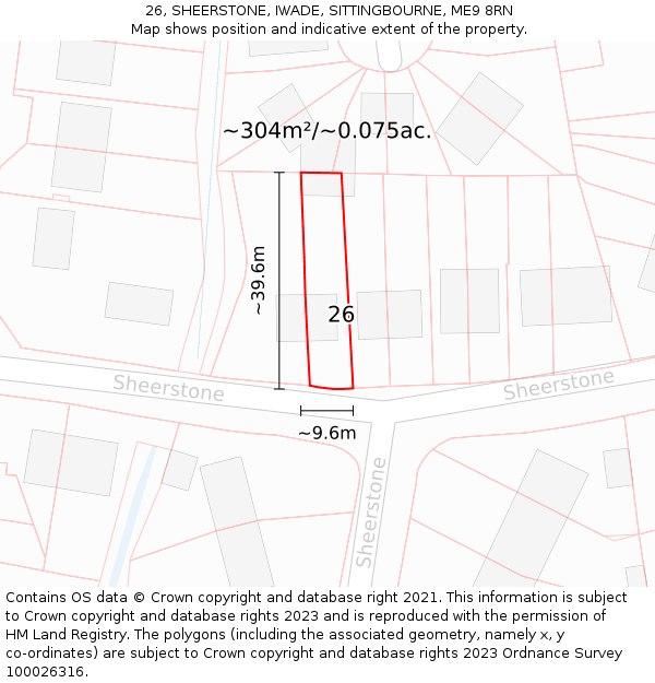26, SHEERSTONE, IWADE, SITTINGBOURNE, ME9 8RN: Plot and title map