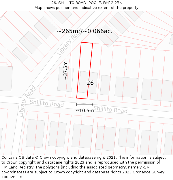 26, SHILLITO ROAD, POOLE, BH12 2BN: Plot and title map