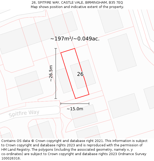 26, SPITFIRE WAY, CASTLE VALE, BIRMINGHAM, B35 7EQ: Plot and title map
