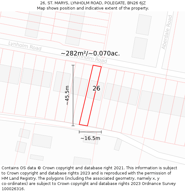 26, ST. MARYS, LYNHOLM ROAD, POLEGATE, BN26 6JZ: Plot and title map