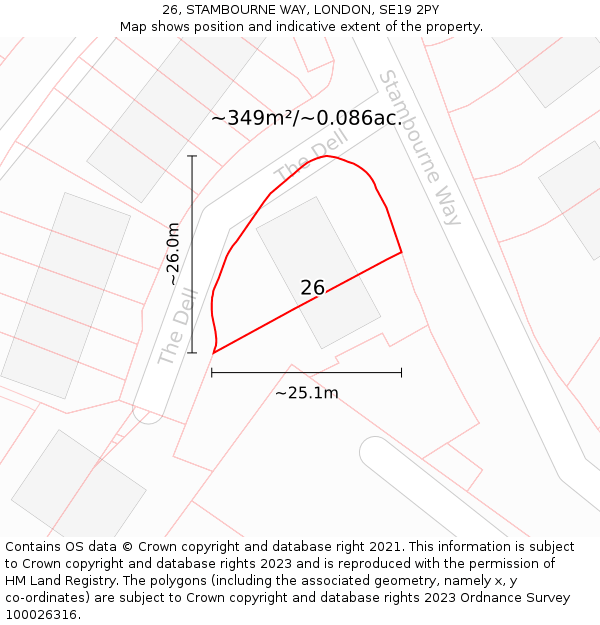 26, STAMBOURNE WAY, LONDON, SE19 2PY: Plot and title map