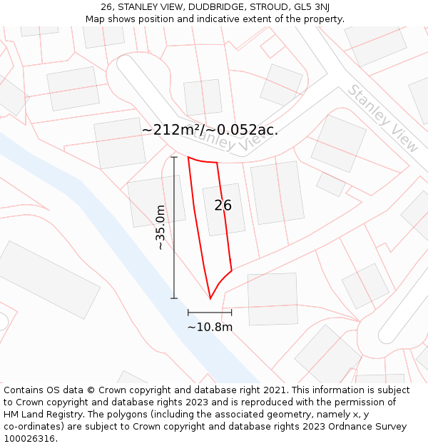 26, STANLEY VIEW, DUDBRIDGE, STROUD, GL5 3NJ: Plot and title map