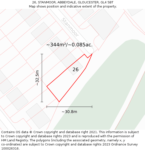 26, STANMOOR, ABBEYDALE, GLOUCESTER, GL4 5BT: Plot and title map