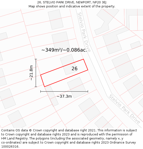 26, STELVIO PARK DRIVE, NEWPORT, NP20 3EJ: Plot and title map