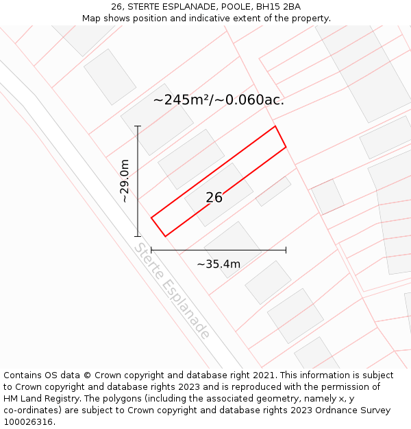 26, STERTE ESPLANADE, POOLE, BH15 2BA: Plot and title map