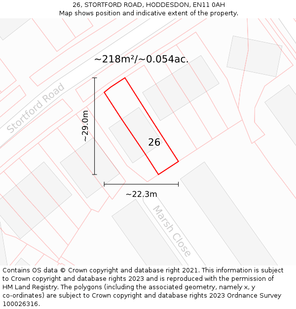 26, STORTFORD ROAD, HODDESDON, EN11 0AH: Plot and title map